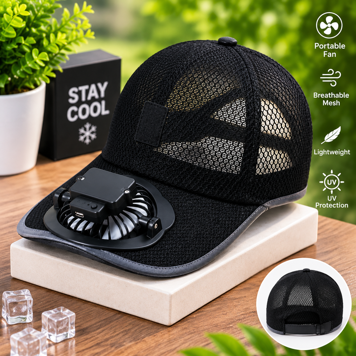Portable Fan Cap for Men – USB Rechargeable Cooling Hat