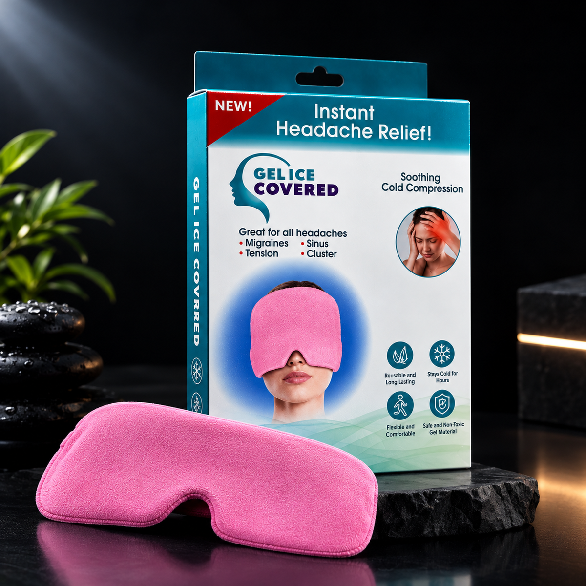 Headache Relief Gel Cap – Hot & Cold Therapy for Migraine, Tension Headaches & Puffy Eyes