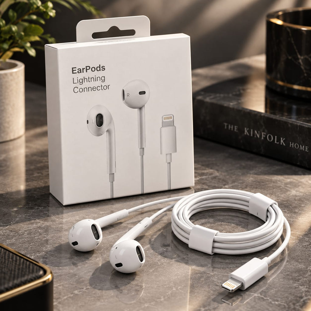 iPhone Handsfree with Lightning Connector – White Wired Earphones