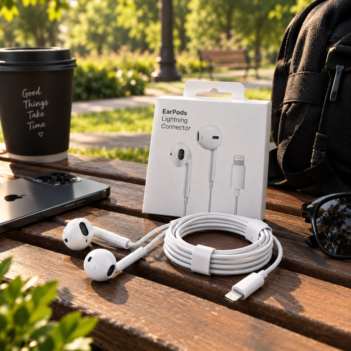 iPhone Handsfree with Lightning Connector – White Wired Earphones