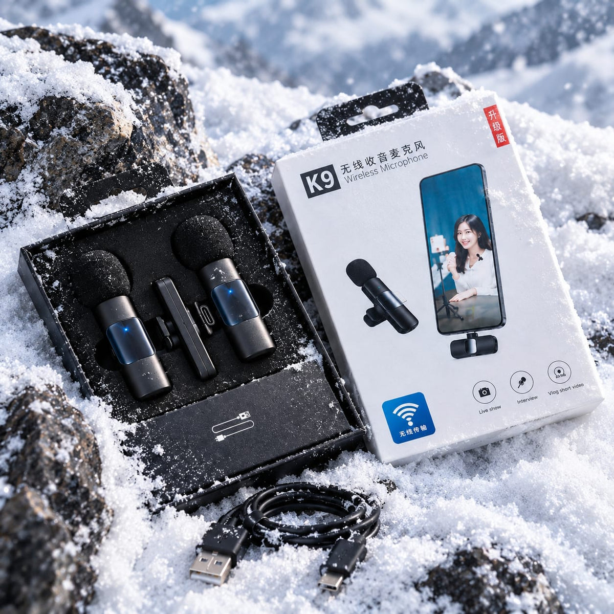 K9 Wireless Microphone for Smartphones – Clip-On Mic for Vlogging & Recording
