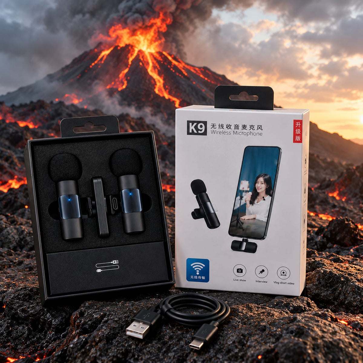K9 Wireless Microphone for Smartphones – Clip-On Mic for Vlogging & Recording
