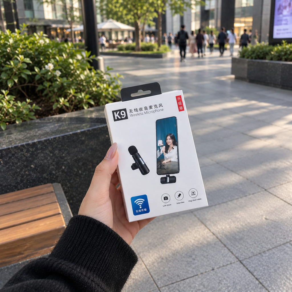 K9 Wireless Microphone for Smartphones – Clip-On Mic for Vlogging & Recording