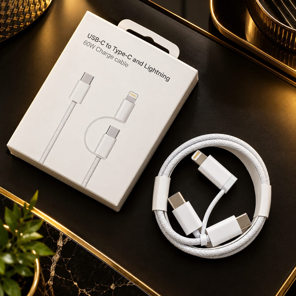 USB-C to Lightning & USB-C 60W Fast Charging Cable – White