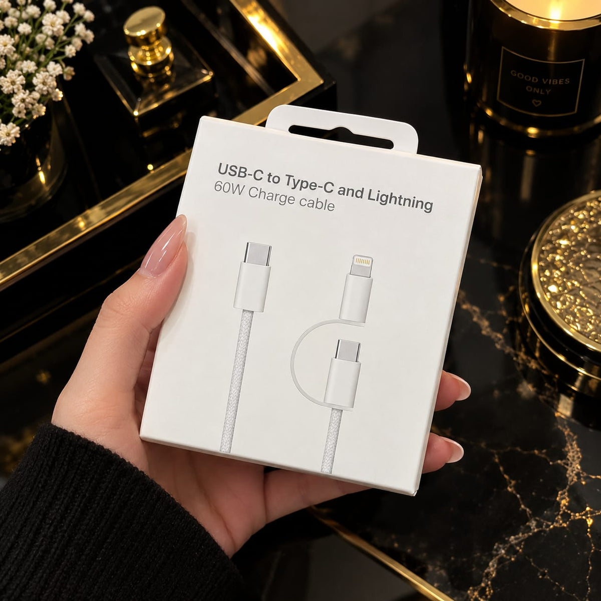 USB-C to Lightning & USB-C 60W Fast Charging Cable – White