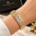 Golden Scallop Design Bracelet with Crystal Details