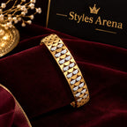 Golden Scallop Design Bracelet with Crystal Details