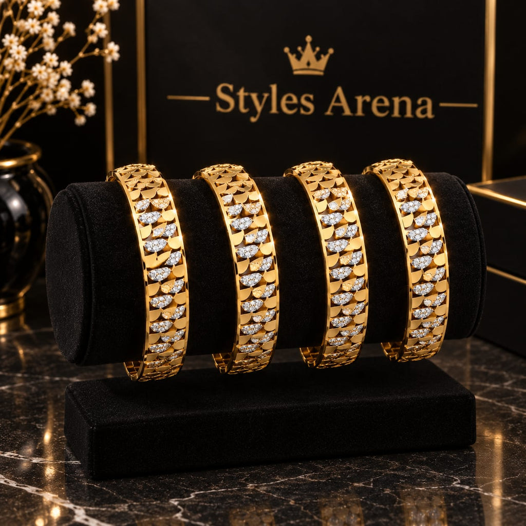 Golden Scallop Design Bracelet with Crystal Details