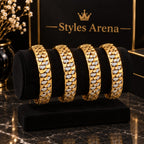Golden Scallop Design Bracelet with Crystal Details