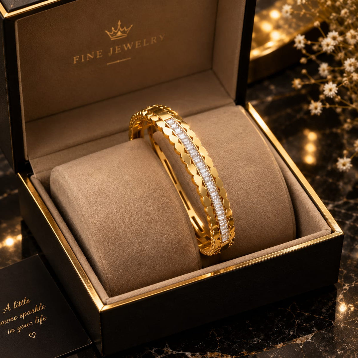 Golden Crystal Detail Bracelet – Elegant Bangle