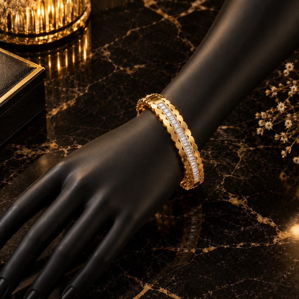 Golden Crystal Detail Bracelet – Elegant Bangle