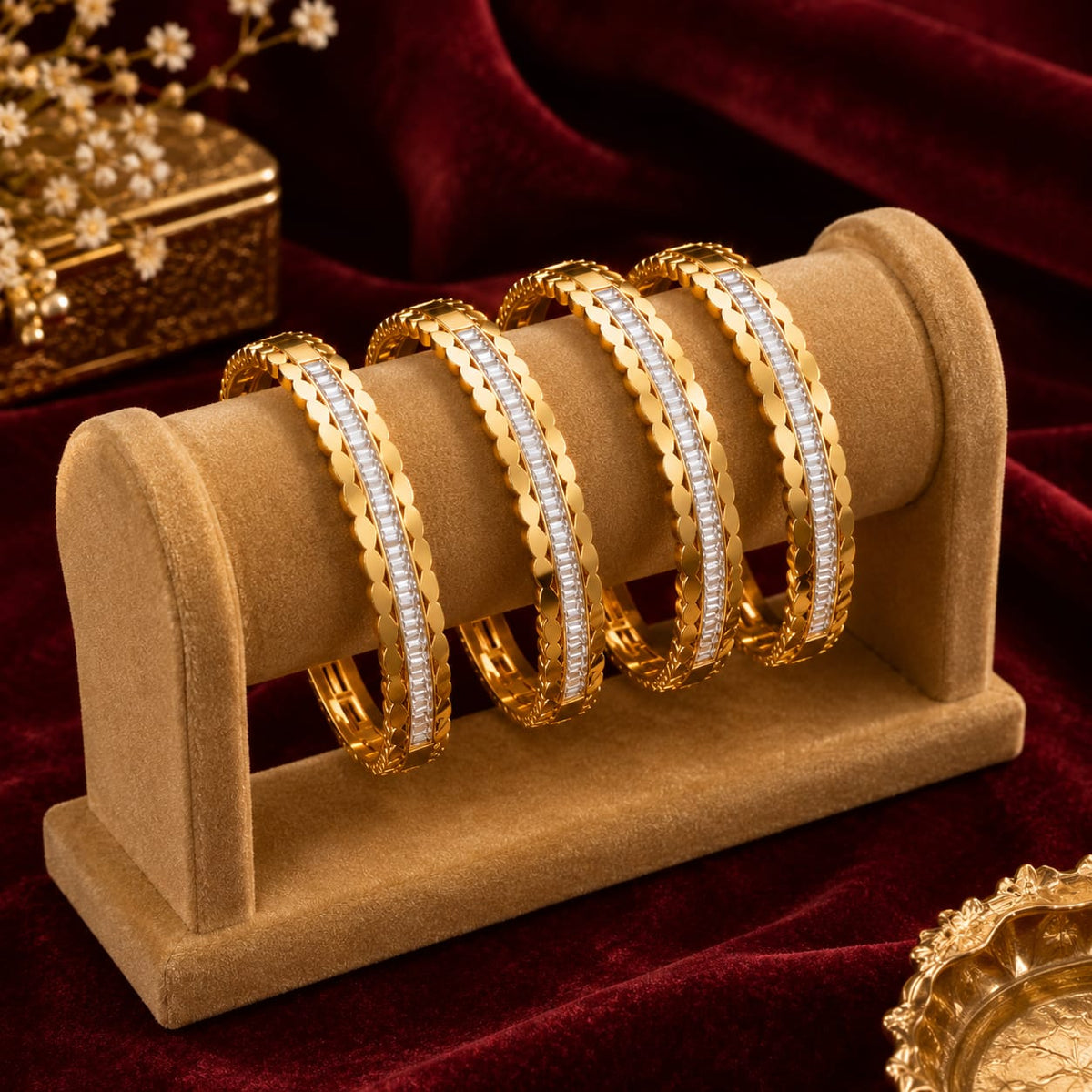 Golden Crystal Detail Bracelet – Elegant Bangle
