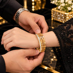 Golden Geometric Crystal Bangle Bracelet