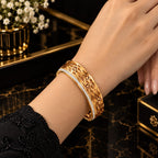 Golden Geometric Crystal Bangle Bracelet