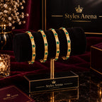 Golden Green Stone Bangle Bracelet – Elegant Design