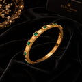 Golden Green Stone Bangle Bracelet – Elegant Design