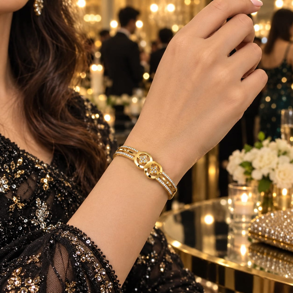 Elegant Gold-Tone Crystal Bracelet