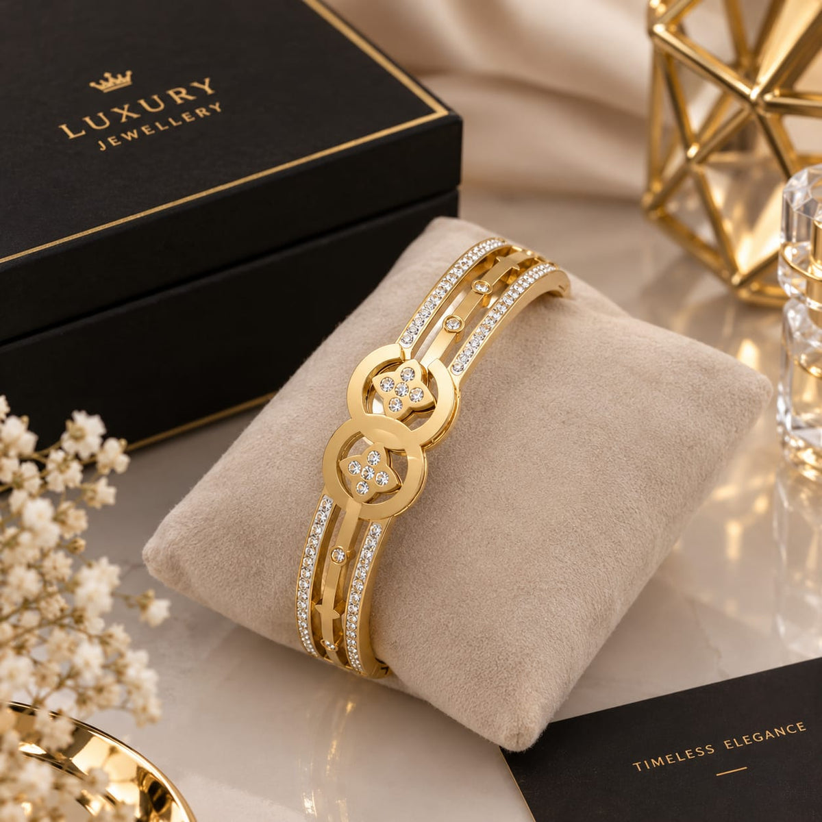 Elegant Gold-Tone Crystal Bracelet