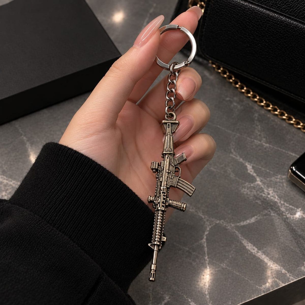 Metal Rifle Keychain
