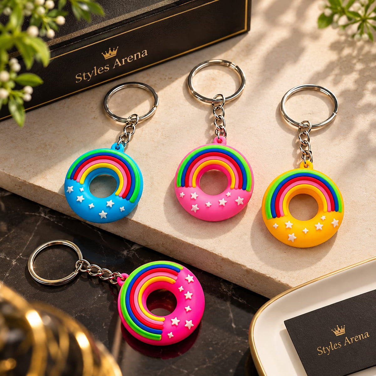 Colorful Rainbow Keychain Set – Cute Star Design