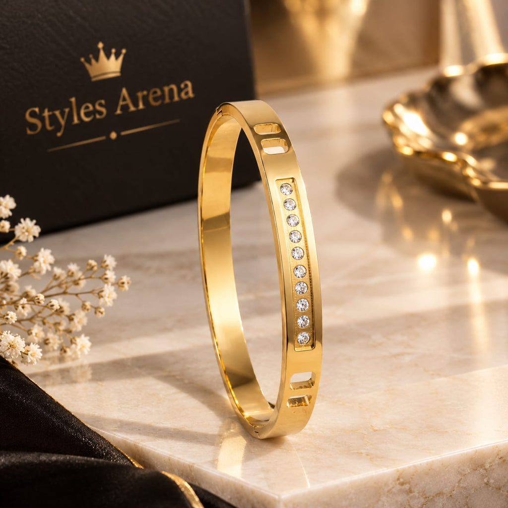 Luxury Gold-Tone Crystal Bracelet – Elegant Women's Jewelry