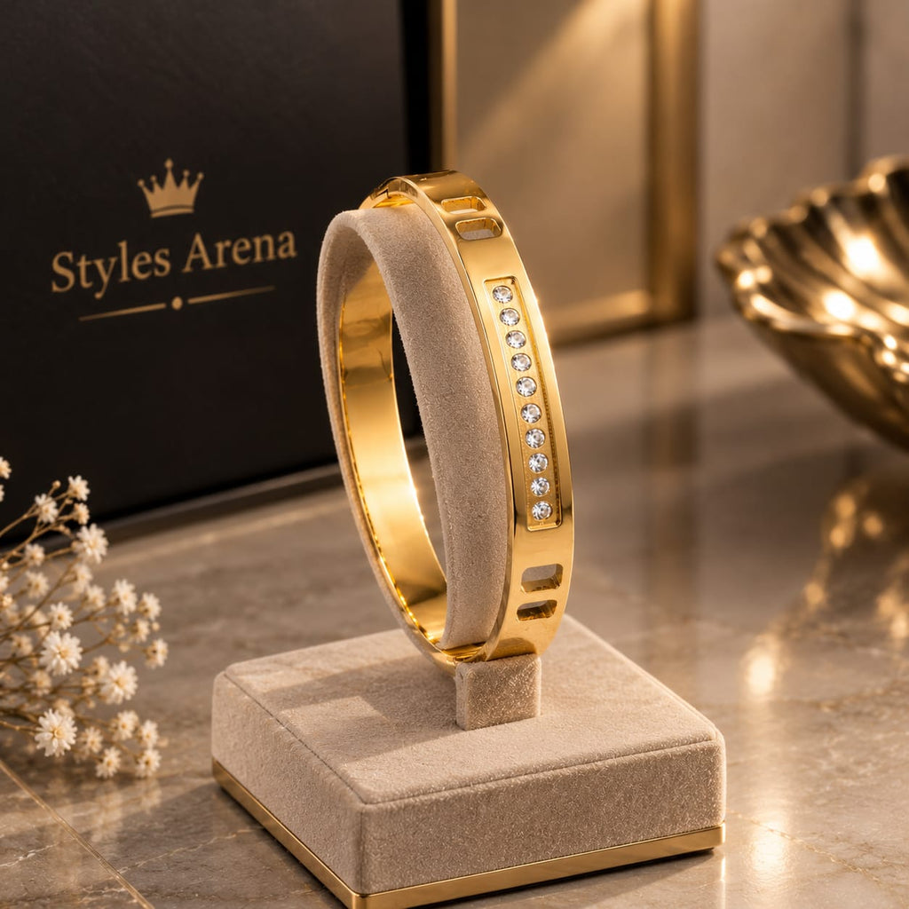 Luxury Gold-Tone Crystal Bracelet – Elegant Women's Jewelry