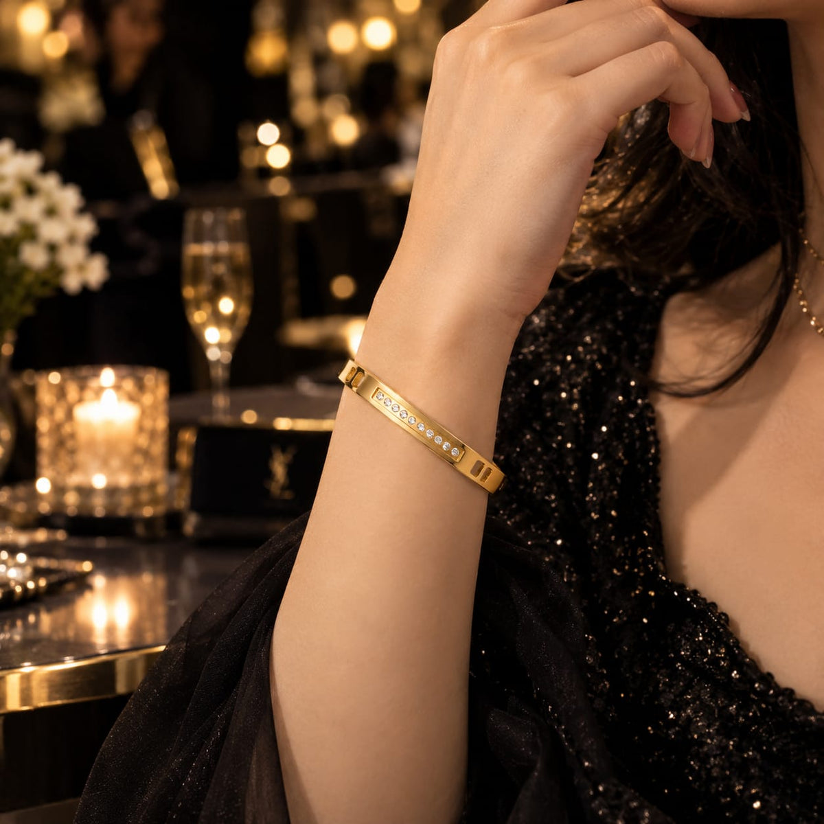 Luxury Gold-Tone Crystal Bracelet – Elegant Women's Jewelry