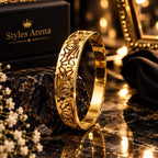 Luxury Gold-Tone Floral Bracelet – Elegant Cutwork Design