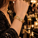 Luxury Gold-Tone Floral Bracelet – Elegant Cutwork Design