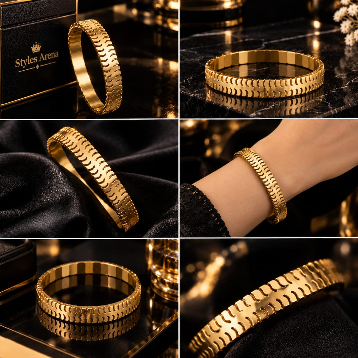 Luxury Gold-Tone Link Bracelet – Elegant Modern Bangle