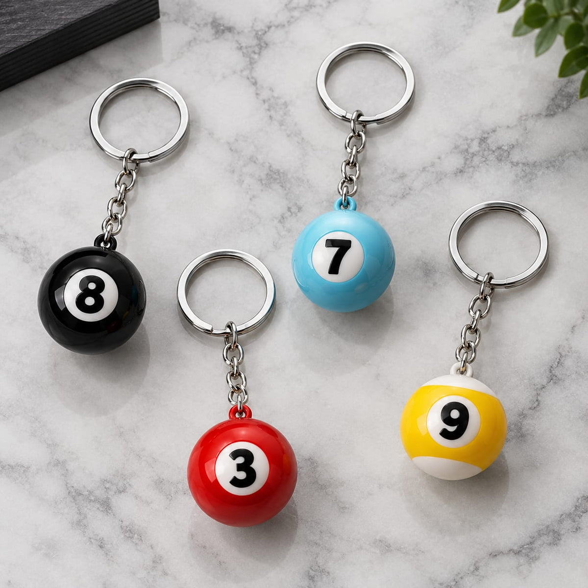 Colorful Billiard Ball Keychain – Numbered Pool Ball Key Ring