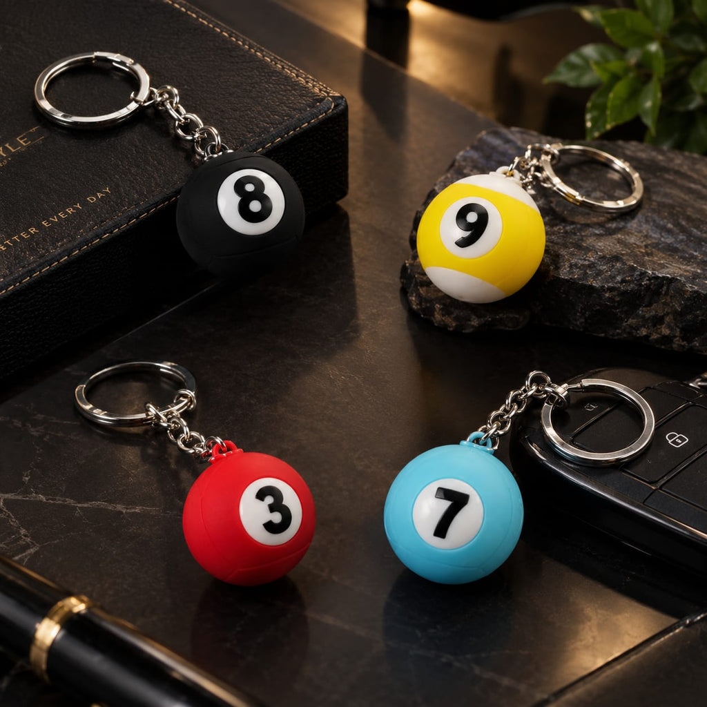 Colorful Billiard Ball Keychain – Numbered Pool Ball Key Ring