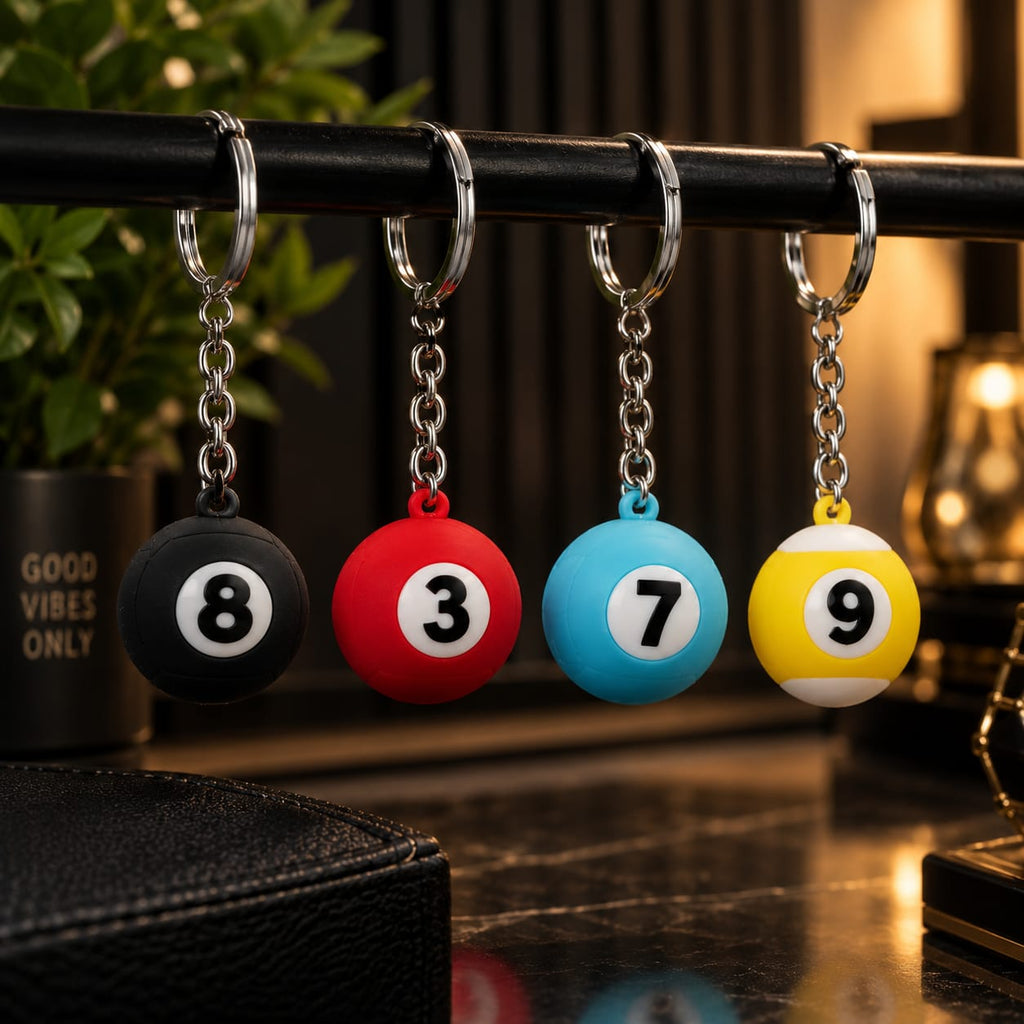 Colorful Billiard Ball Keychain – Numbered Pool Ball Key Ring