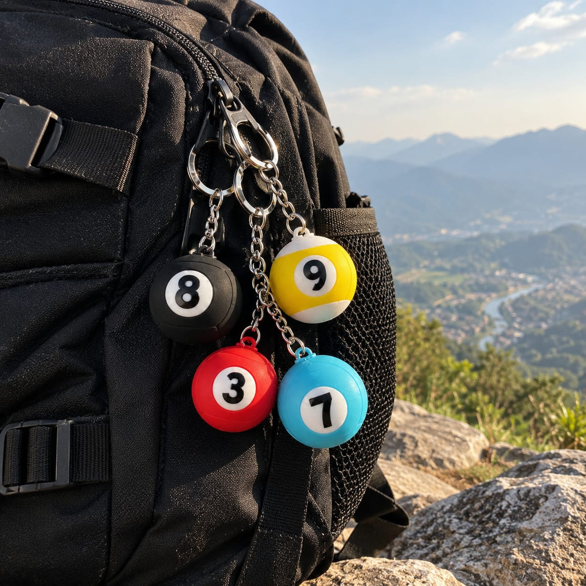 Colorful Billiard Ball Keychain – Numbered Pool Ball Key Ring