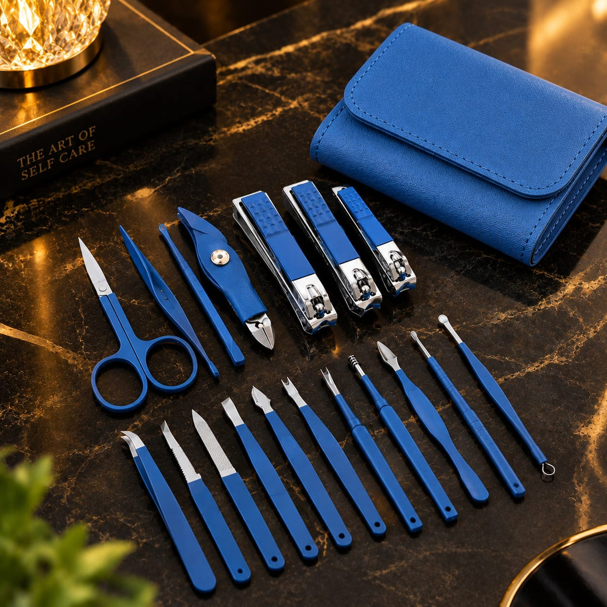 16-Piece Stainless Steel Manicure & Pedicure Set | Portable Grooming Kit with Leather Case