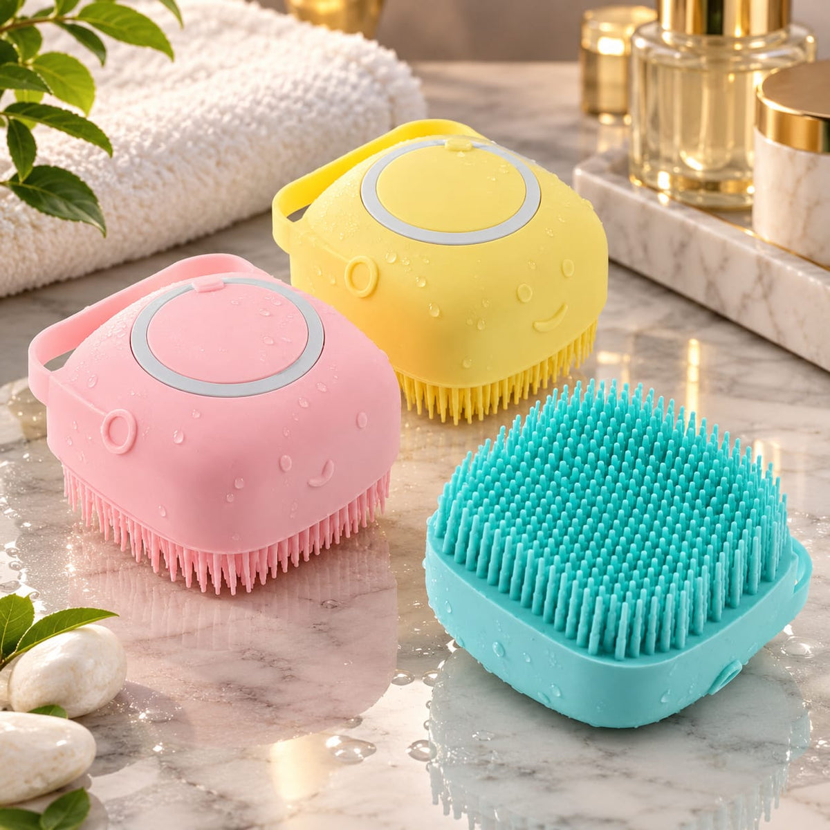Soft Silicone Bath Brush with Hooks | Gentle Body Scrubber for Babies & Adults | With Box
