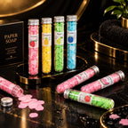 Portable Disposable Soap Paper Flakes | Flower-Shaped Travel Soap Sheets in Tube Bottle