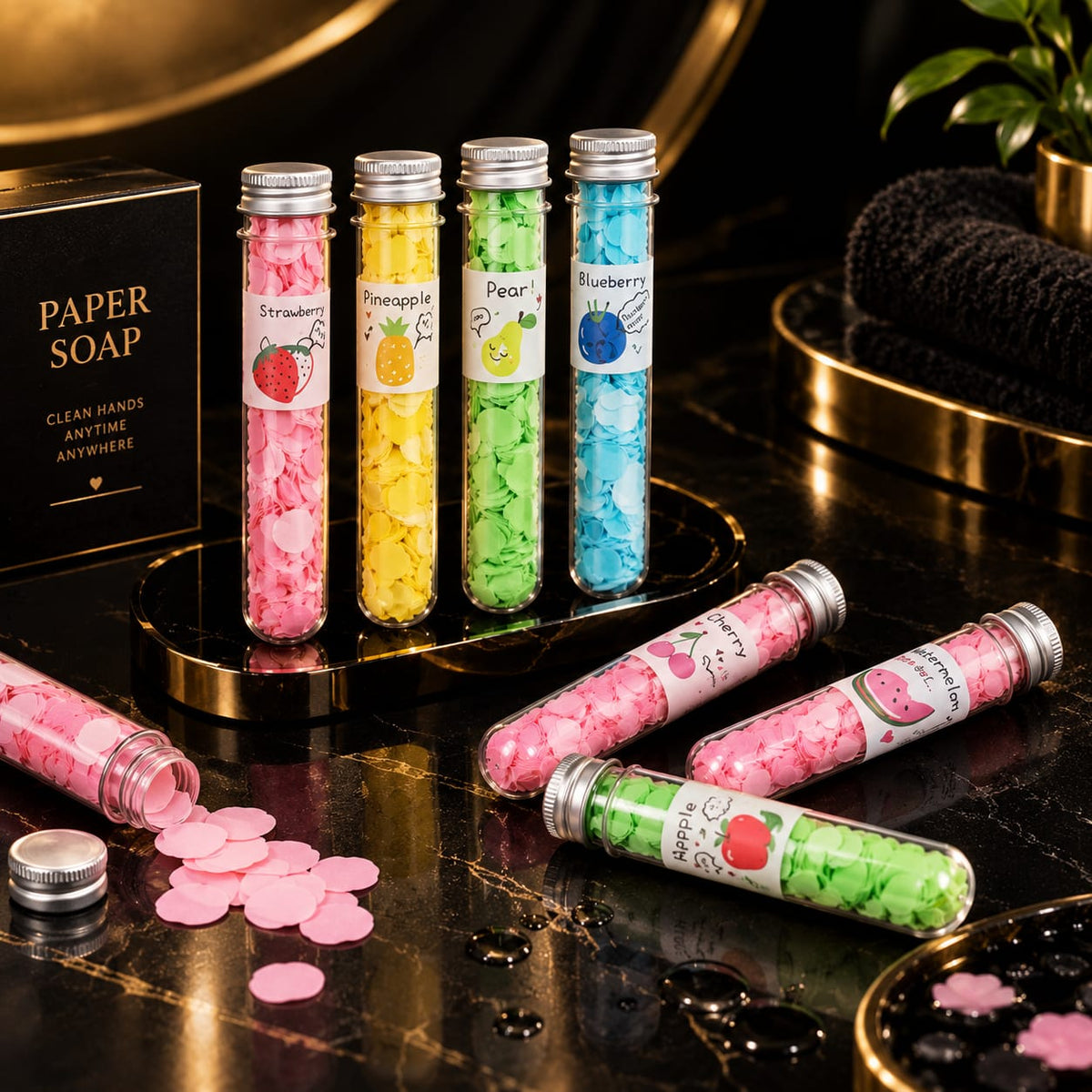 Portable Disposable Soap Paper Flakes | Flower-Shaped Travel Soap Sheets in Tube Bottle