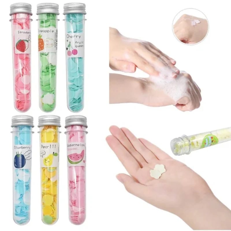 Portable Disposable Soap Paper Flakes | Flower-Shaped Travel Soap Sheets in Tube Bottle