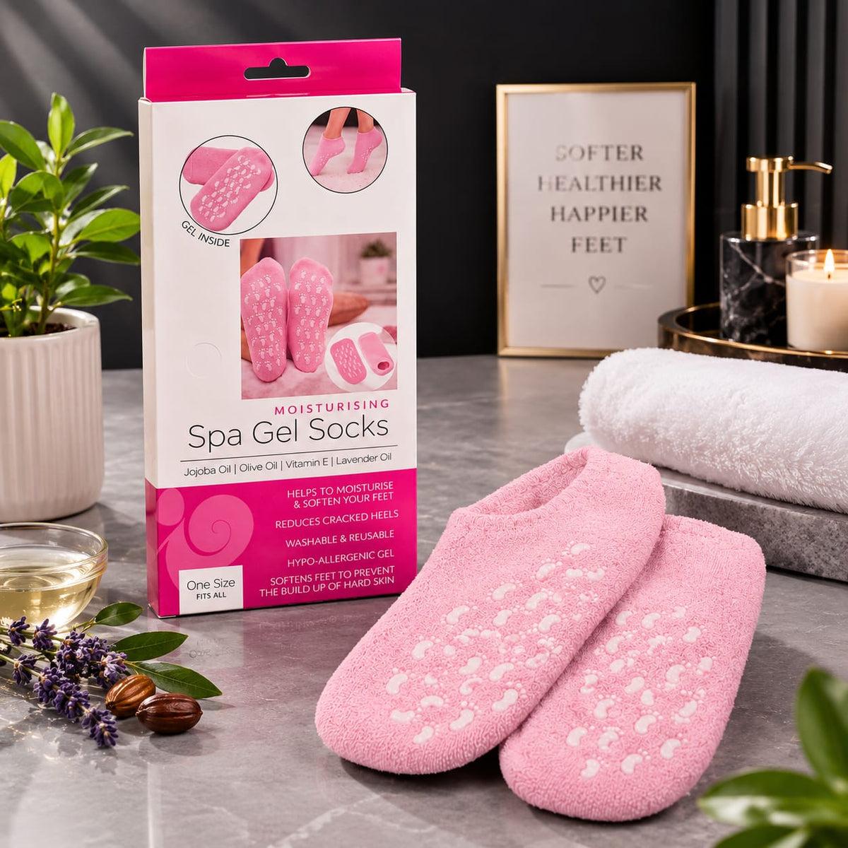 Reusable Silicone Moisturizing Spa Socks for Dry Feet & Cracked Heels | Overnight Foot Care