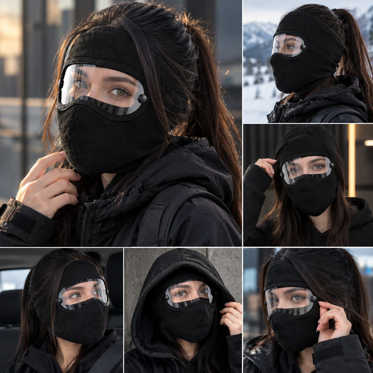 Windproof Winter Full Face Mask with Anti-Fog Goggles | Thermal Polar Fleece Face Cover for Outdoor Sports & Cycling