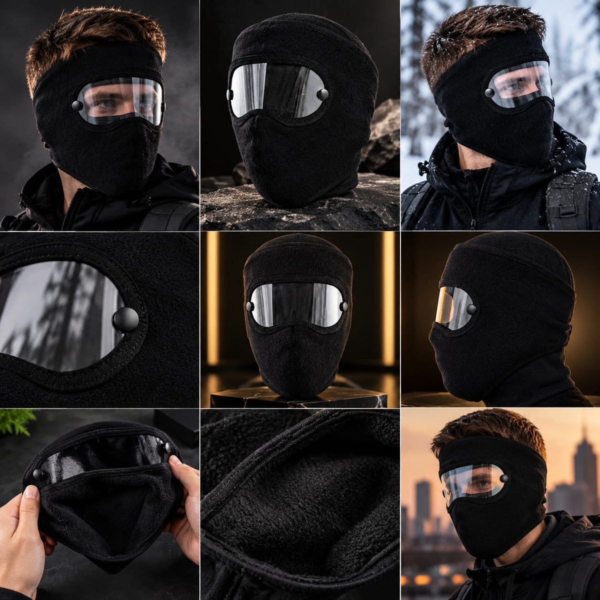 Windproof Winter Full Face Mask with Anti-Fog Goggles | Thermal Polar Fleece Face Cover for Outdoor Sports & Cycling