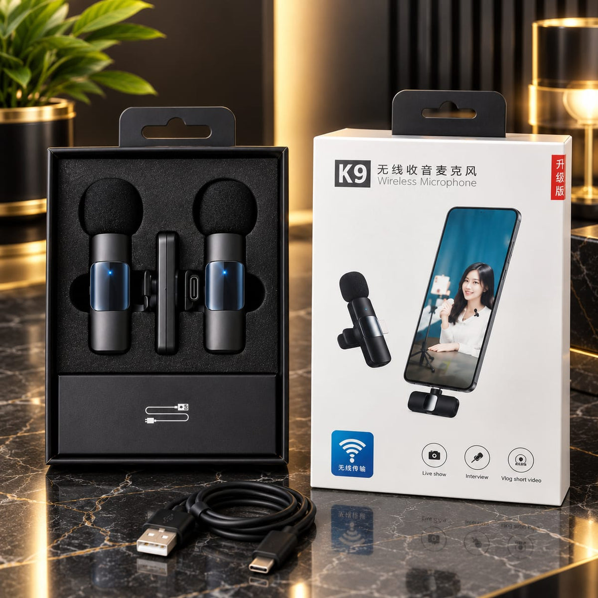 K9 Wireless Microphone for Smartphones – Clip-On Mic for Vlogging & Recording